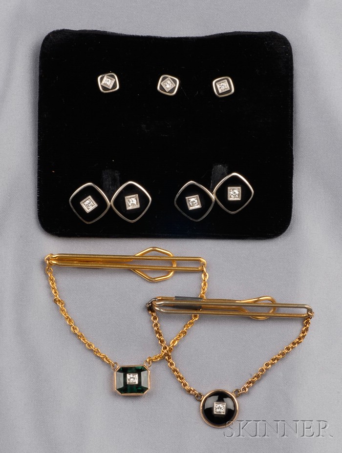 Appraisal: Group of Gentleman's kt Gold and Gem-set Dress Items a