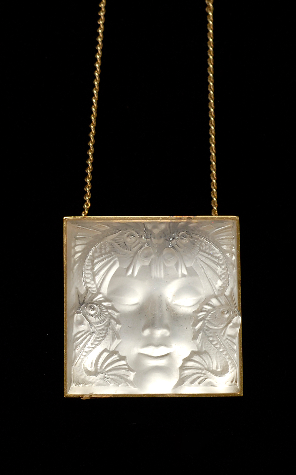 Appraisal: LALIQUE MASQUE DE FEMME CRYSTAL PENDANT Mid- th CenturyRaised woman's