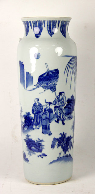 Appraisal: A th Century Oriental blue and white vase decorated actors