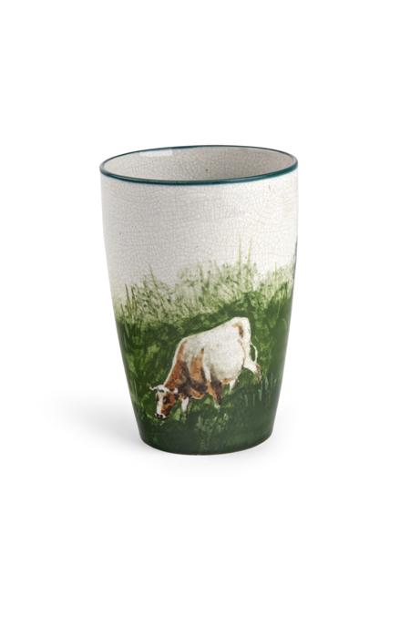 Appraisal: WEMYSS HORN BEAKER EARLY TH CENTURY decorated with a cow