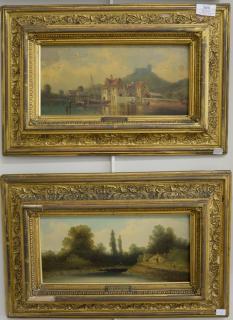 Appraisal: Group of three framed oil on board paintings including a