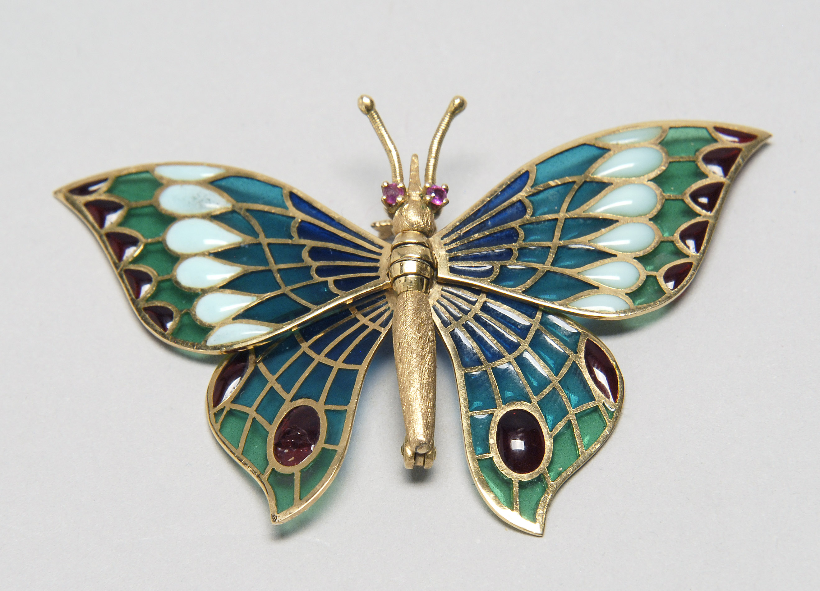 Appraisal: SPANISH KT GOLD AND PLIQUE- -JOUR ENAMEL BUTTERFLY BROOCH th