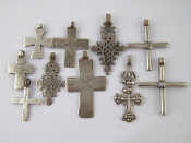 Appraisal: A group of ten white metal Ethiopian Coptic crosses untested