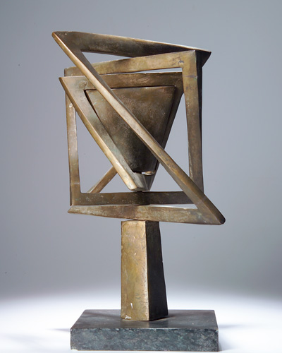 Appraisal: SCULPTURE Untitled abstract cast bronze rotating abstract form with chased