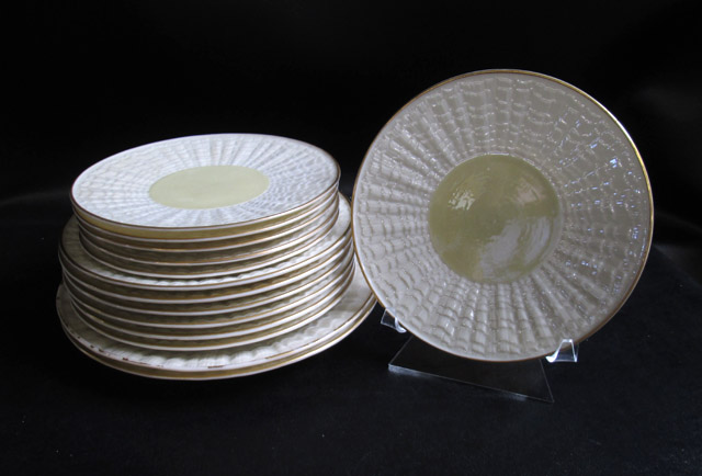 Appraisal: SET OF FOURTEEN BELLEEK PORCELAIN SHELL PLATES set consists of