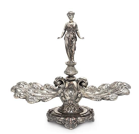 Appraisal: An English Silver-Plate Centerpiece Height x width inches An English