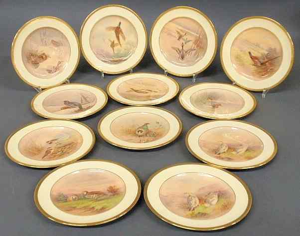 Appraisal: Set of twelve Minton English bird plates each with gilt