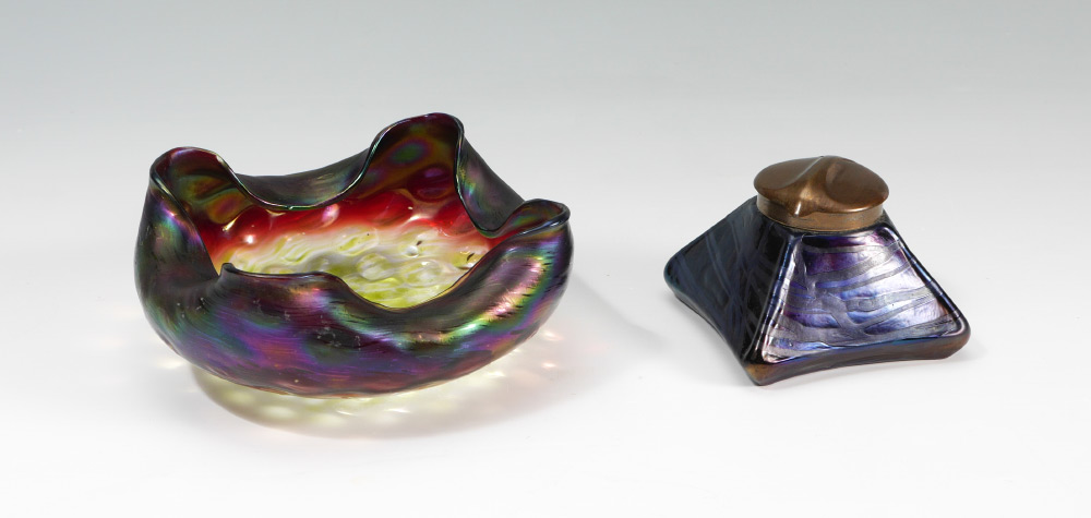 Appraisal: PIECE BOHEMIAN ART GLASS pieces total to include Rindskopf pinched