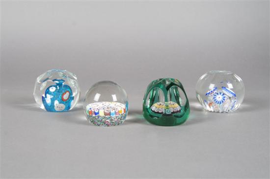 Appraisal: A Collection of Four Paperweights Diameter of largest inches