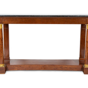 Appraisal: An Empire Style Gilt Bronze Mounted Mahogany Marble-Top Console Table