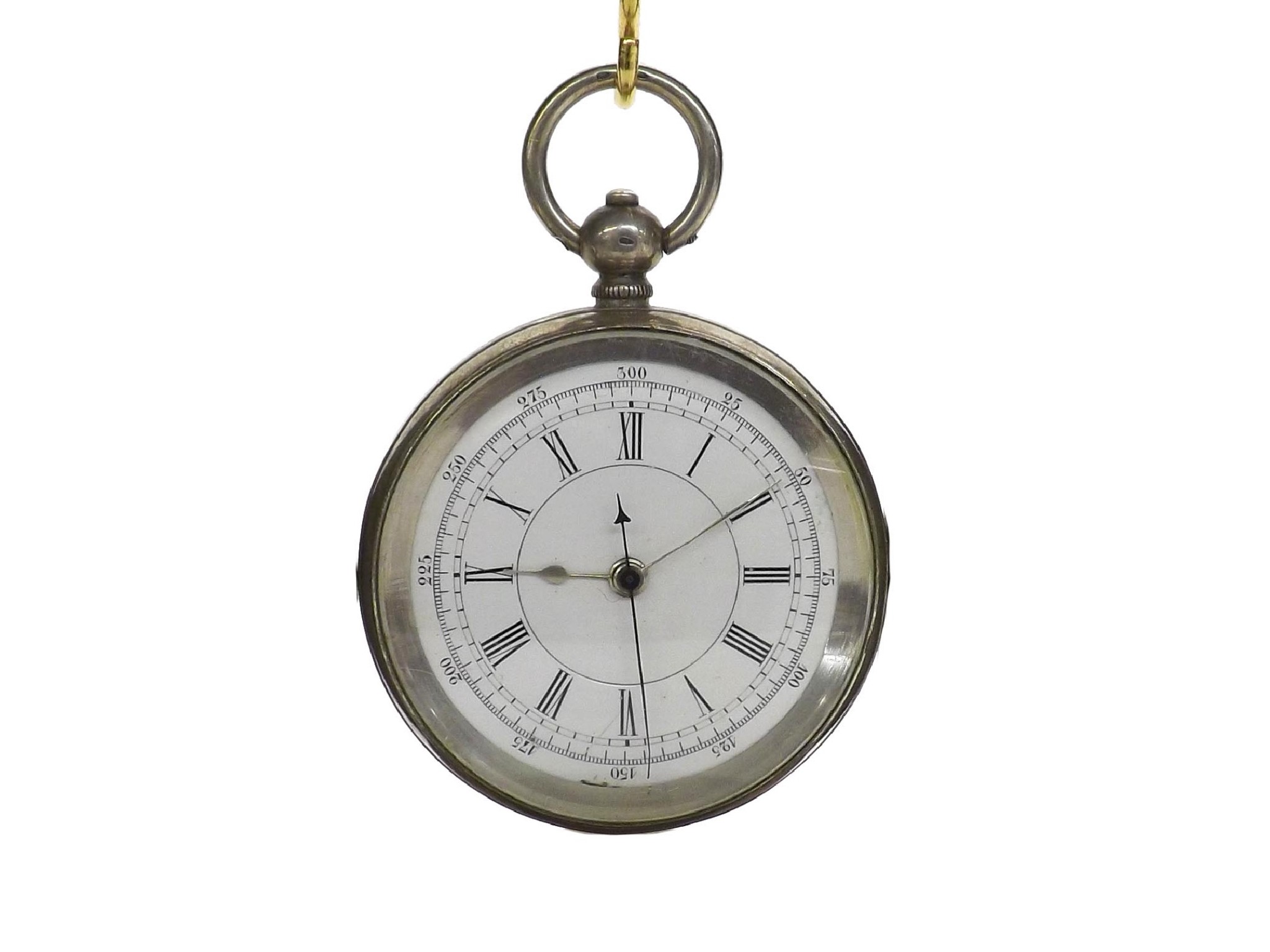 Appraisal: Continental silver lever chronograph pocket watch frosted three-quarter plate movement