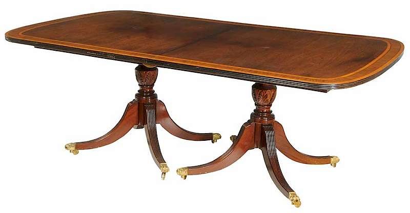 Appraisal: Federal Style Mahogany Two Pedestal Dining Table late th century