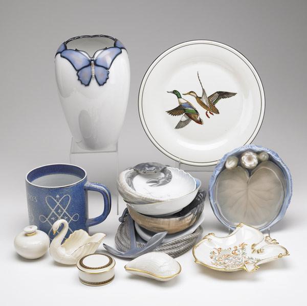 Appraisal: PORCELAIN GROUPING Fourteen pieces includes eight Royal Copenhagen and six