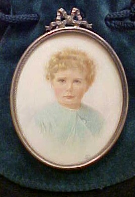 Appraisal: Watercolor portrait miniature of a child signed GS in silvertone