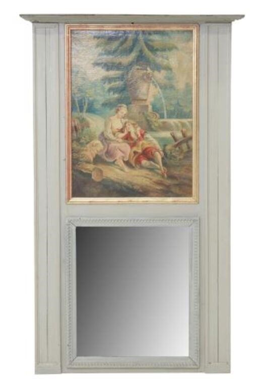 Appraisal: French Rococo style painted trumeau mirror late th c framed