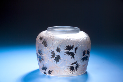 Appraisal: R LALIQUE Rare vase Pensees clear and frosted with sepia