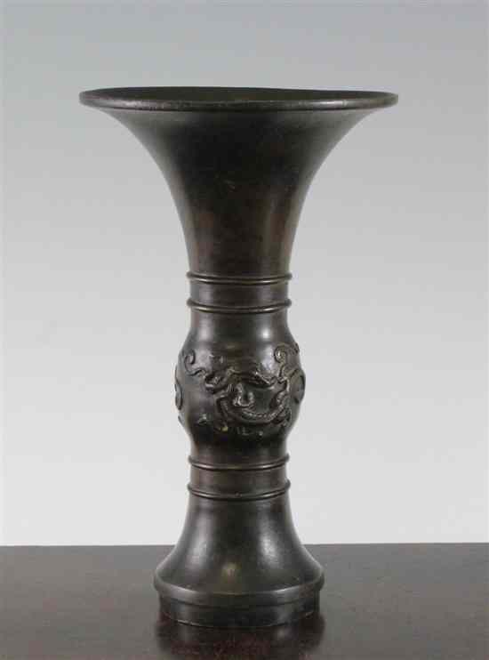 Appraisal: A Chinese bronze beaker vase gu th th century with