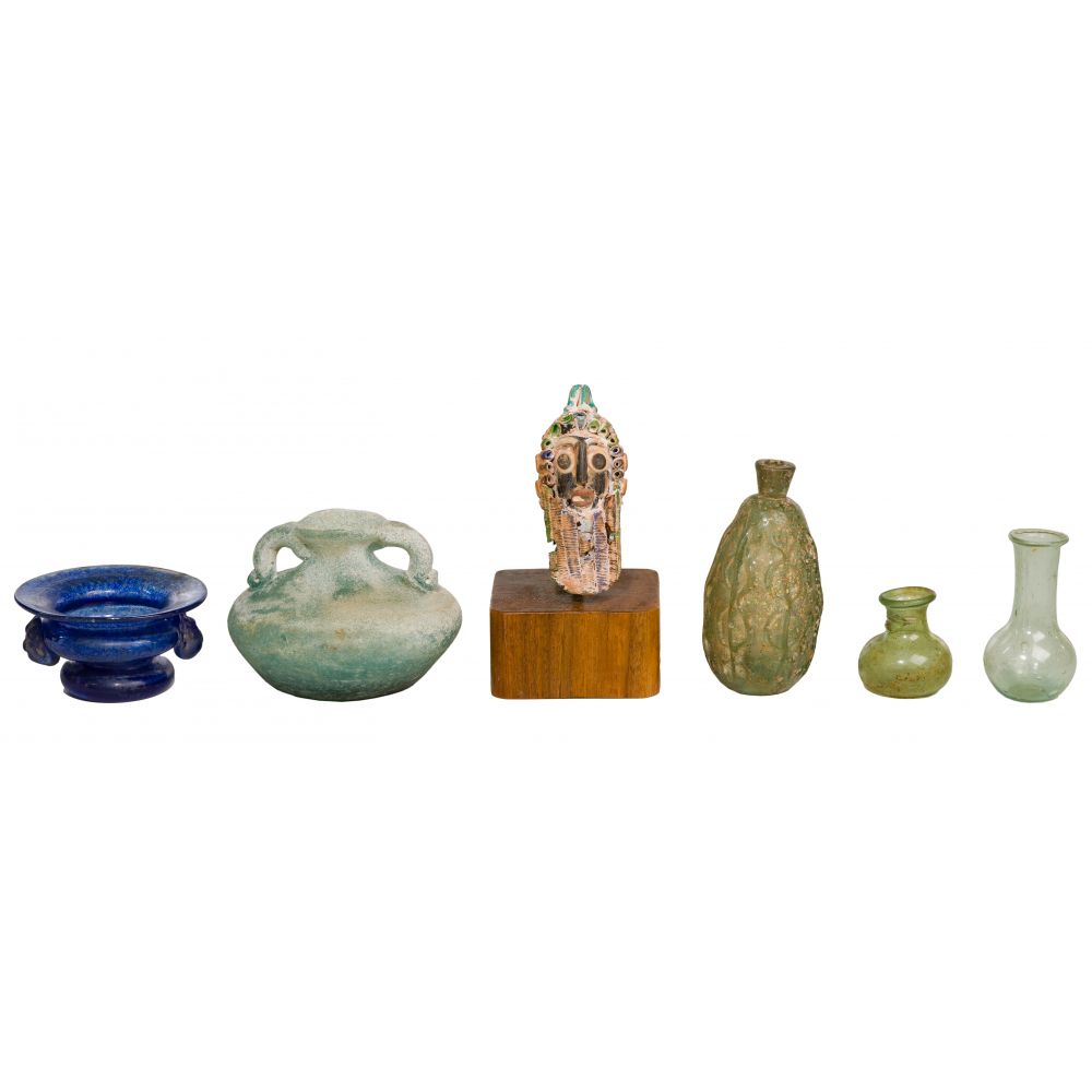 Appraisal: ROMAN STYLE GLASS ASSORTMENT items including a core formed glass