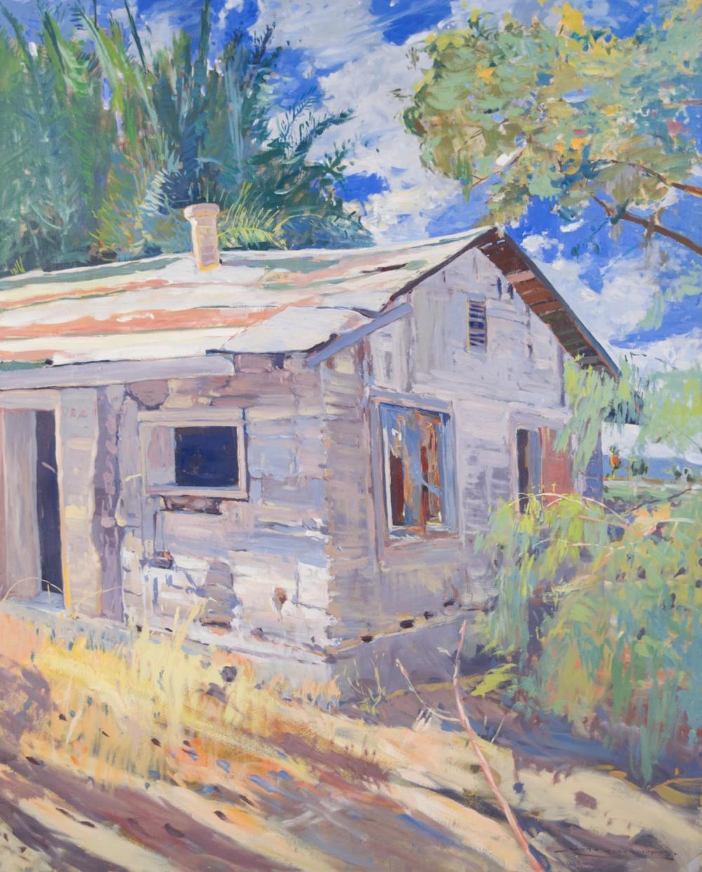 Appraisal: MARK KERCKOFF California b oil on canvas Coachella Adobe dilapidated