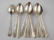 Appraisal: Eleven silver coffeee spoons featuring golf clubs Walker and Hall