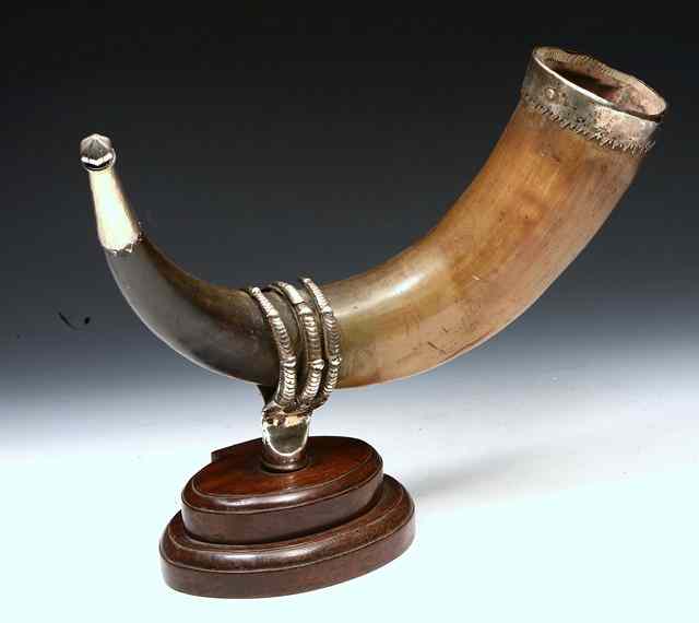 Appraisal: A SILVER PLATED MOUNTED HORN the mount in the form