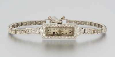 Appraisal: An Art Deco Diamond Dress Watch by Bulova k white