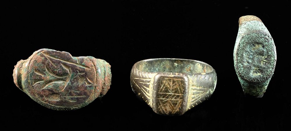 Appraisal: Roman Bronze Leaded Brass Rings Roman Republic to early Imperial