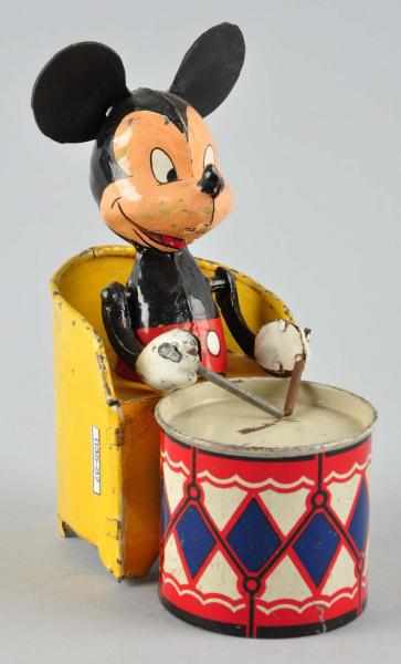 Appraisal: Tin Disney Mickey Mouse Prototype Drumming Toy Description Depicts Mickey