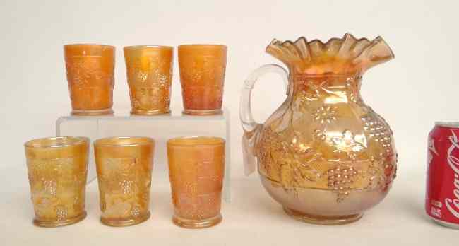 Appraisal: Vintage Carnival glass pitcher and six cups