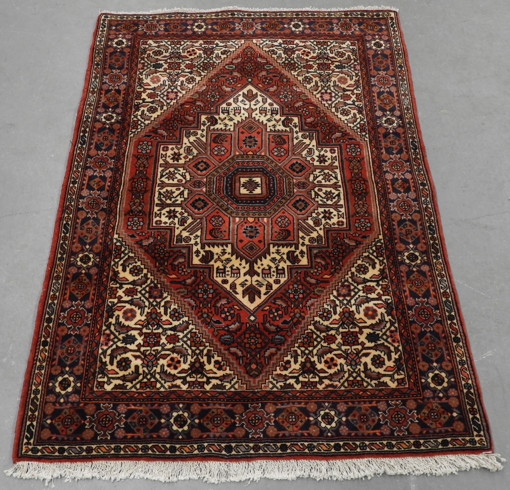 Appraisal: PERSIAN WOOL BIDJAR CARPET RUG RUNNER Persia Circa Central diamond