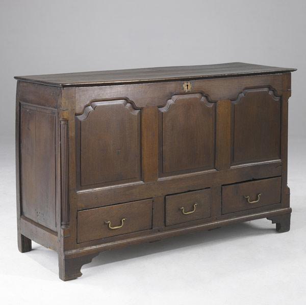 Appraisal: ENGLISH th C CHEST Raised panel coffer in oak ca