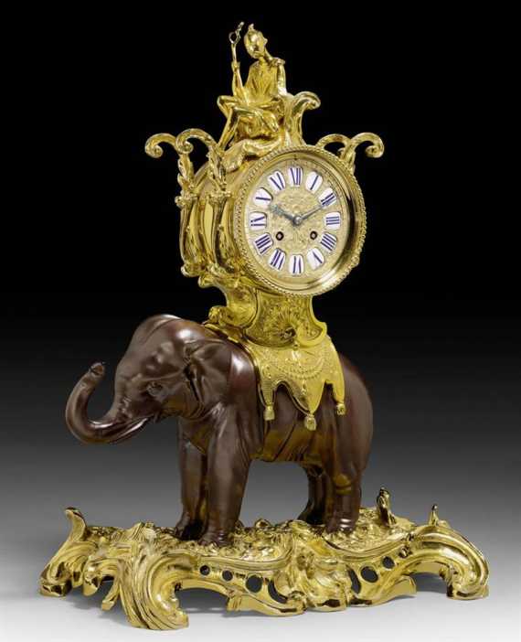 Appraisal: CLOCK A L'ELEPHANT Louis XV style after a model by