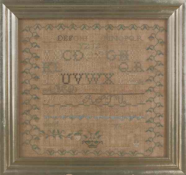 Appraisal: Berks County Pennsylvania silk on linen sampler dated wrought by