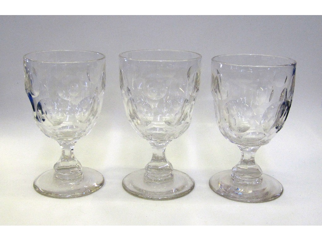 Appraisal: Three large cut glass rummers