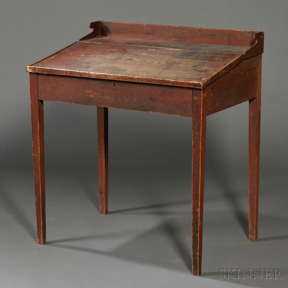 Appraisal: Red-painted Pine Standing Desk New England early th century the