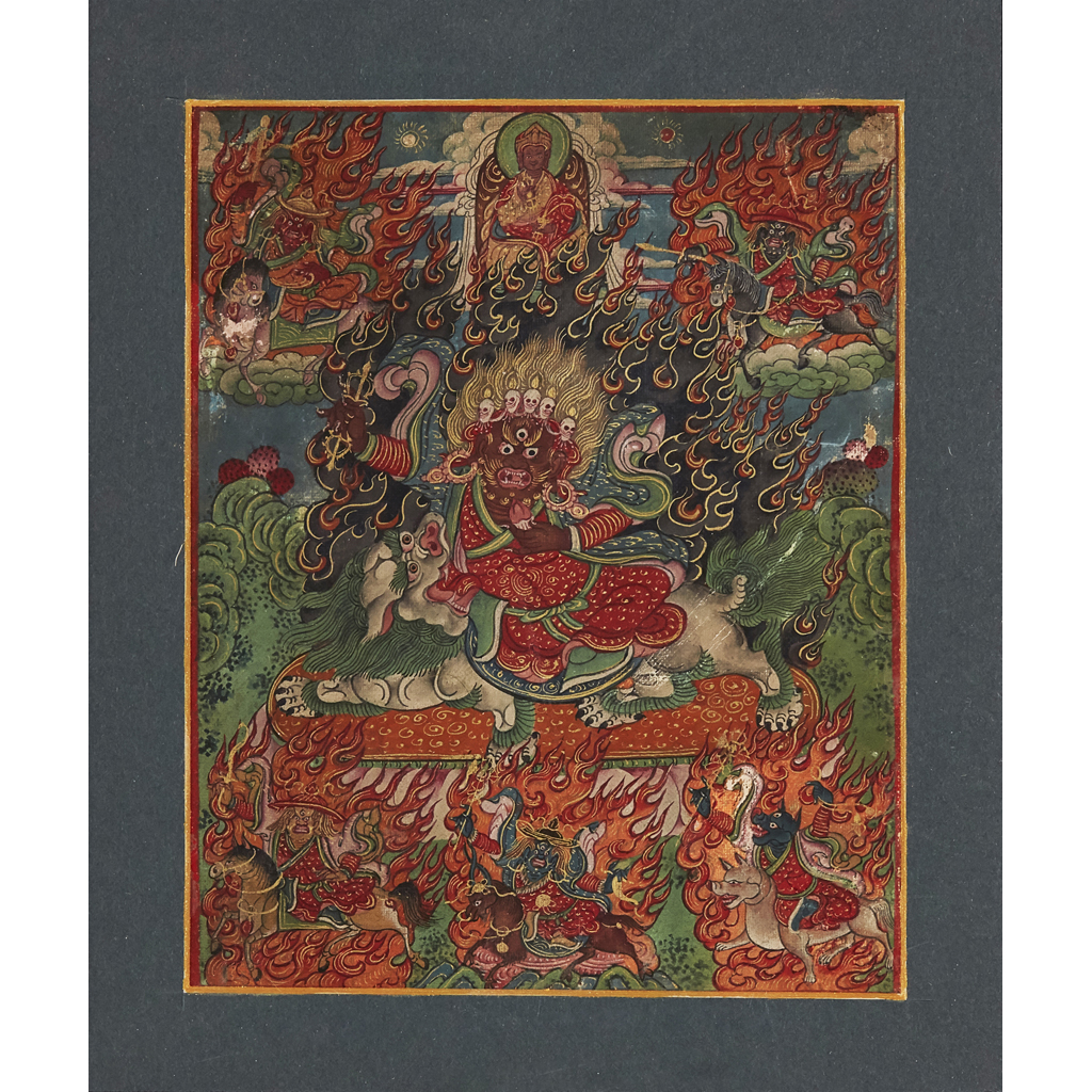 Appraisal: MINIATURE PAINTING OF HAYAGRIVA MONGOLIA TH CENTURY Hayagriva the wrathful