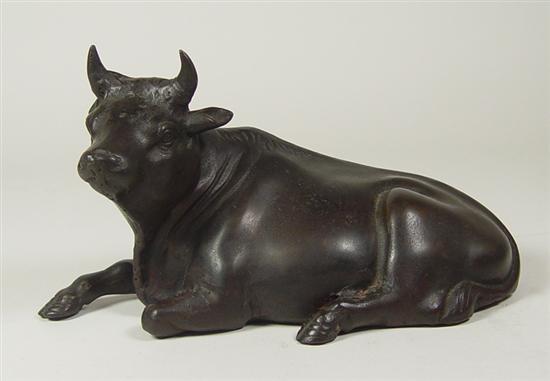 Appraisal: Cast Iron Reclining Horned Cow x x