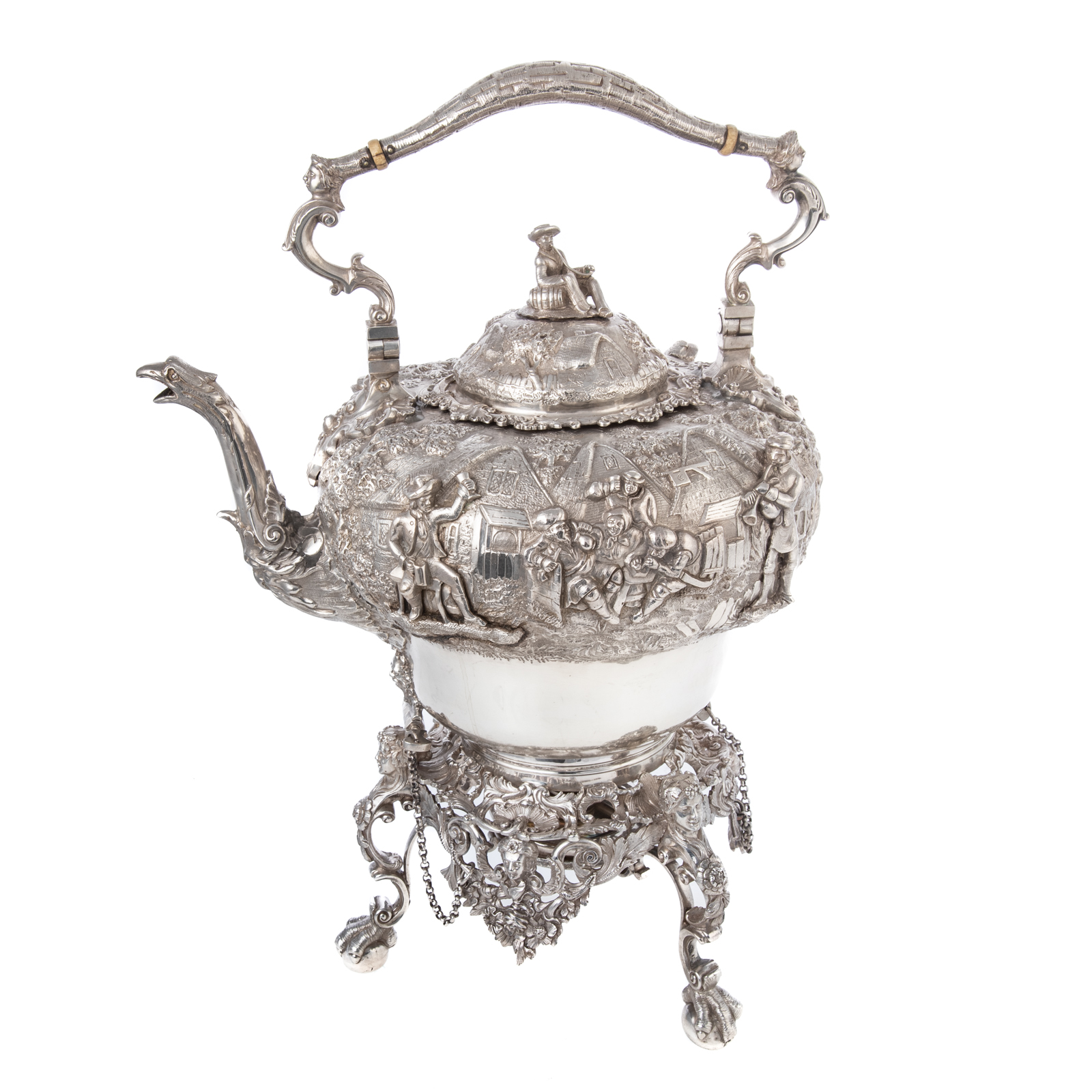 Appraisal: IMPRESSIVE VICTORIAN REPOUSSE KETTLE-ON-STAND John Samuel Hunt London also marked