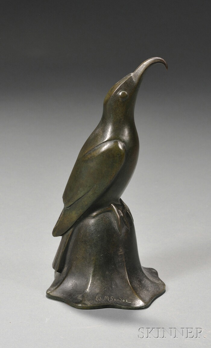 Appraisal: Edouard Marcel Sandoz Swiss - Bronze bird figure Paris c