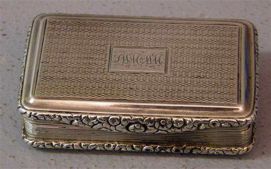 Appraisal: George III silver snuff box with gilt interior the hinged