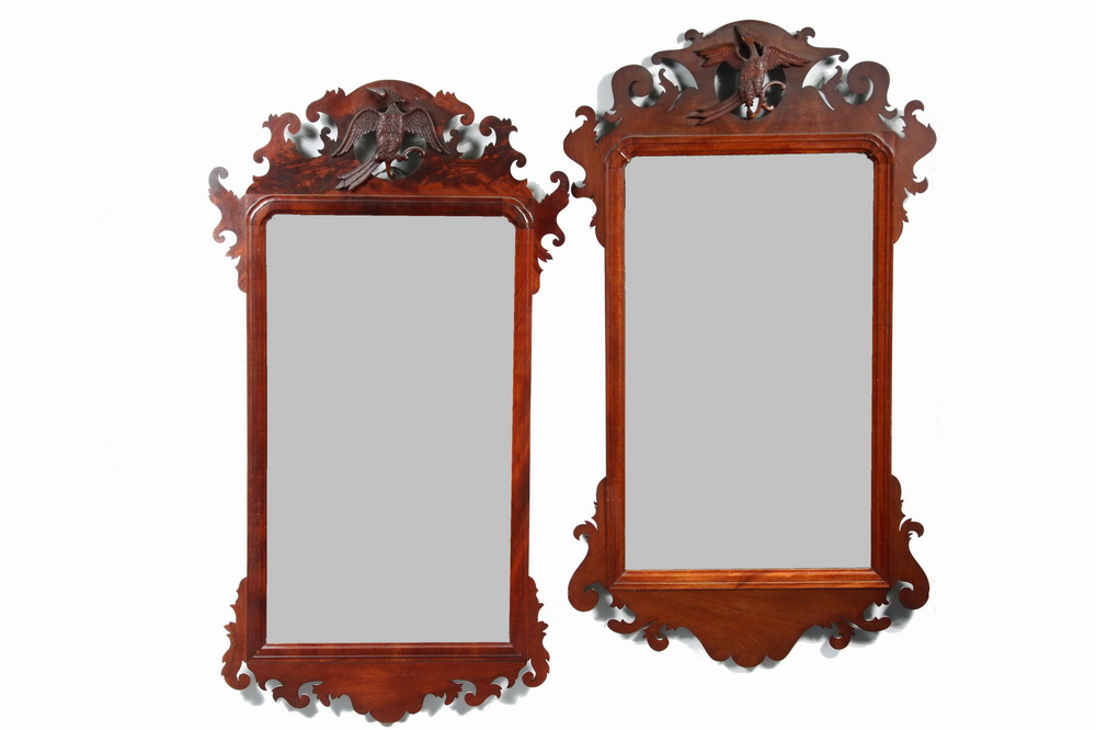 Appraisal: PAIR MIRRORS - Pair of Centennial Chippendale mahogany carved mirrors