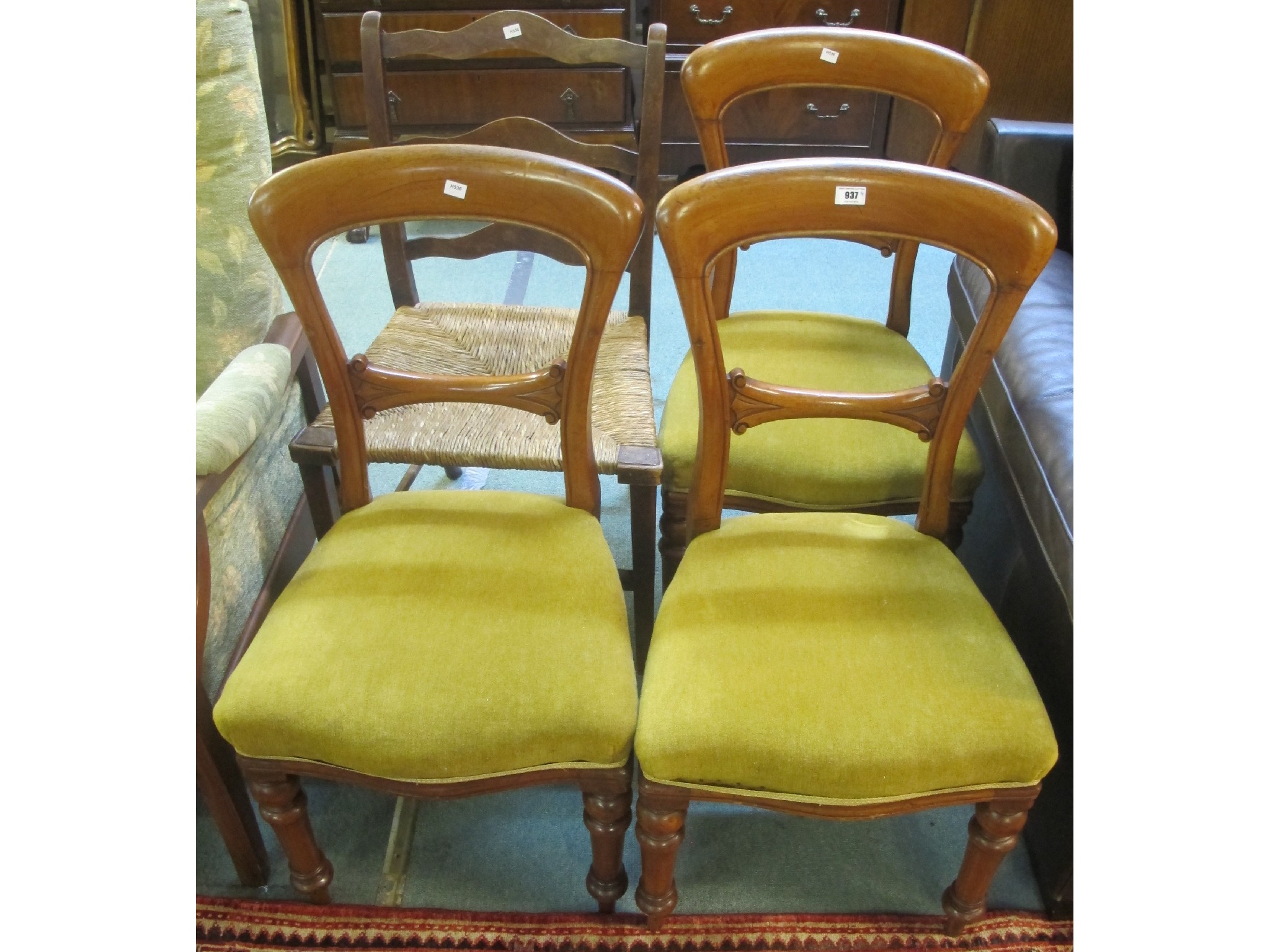 Appraisal: Three Victorian balloon back chairs and another chair