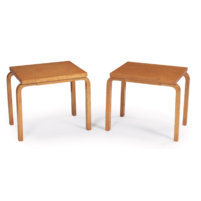 Appraisal: Alvar Aalto occasional tables pair Sweden birch tops with molded