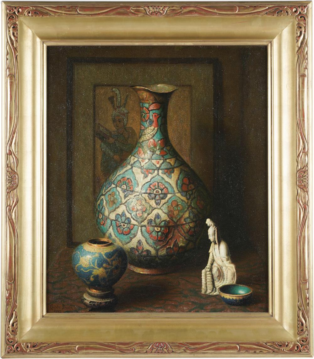 Appraisal: CLAUDE BUCK - STILL LIFE oil on canvas on masonite