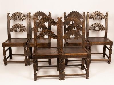 Appraisal: A set of six th Century style Derbyshire chairs each