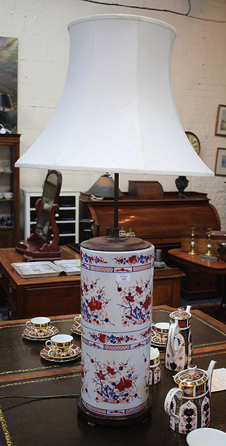 Appraisal: A CHINESE PORCELAIN CYLINDRICAL TABLE LAMP decorated with flowers in