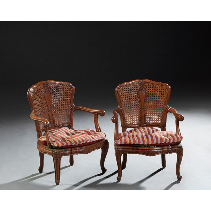 Appraisal: Pair of Louis XV Style Carved Beech Children's Fauteuils th