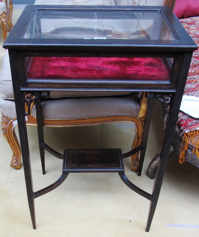 Appraisal: A late th century mahogany vertu table with allover blind