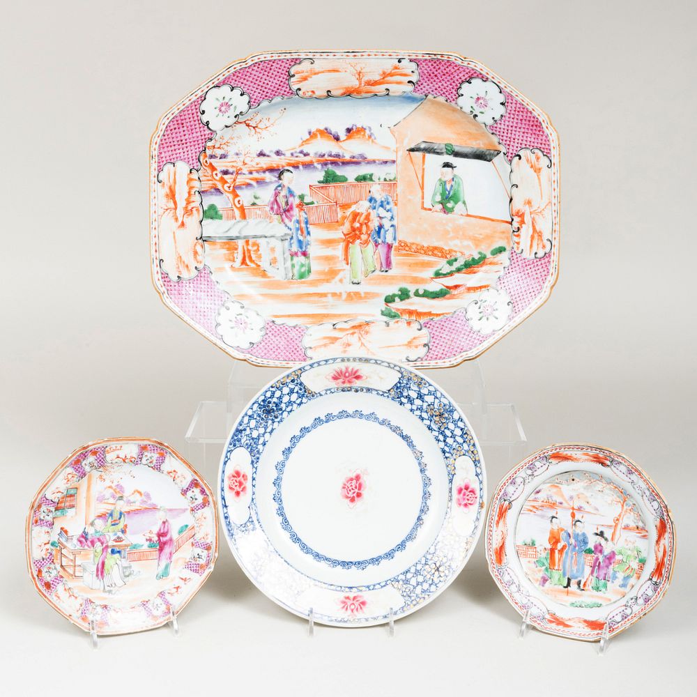 Appraisal: Group of Chinese Export Porcelain Tablewares Comprising A platter with