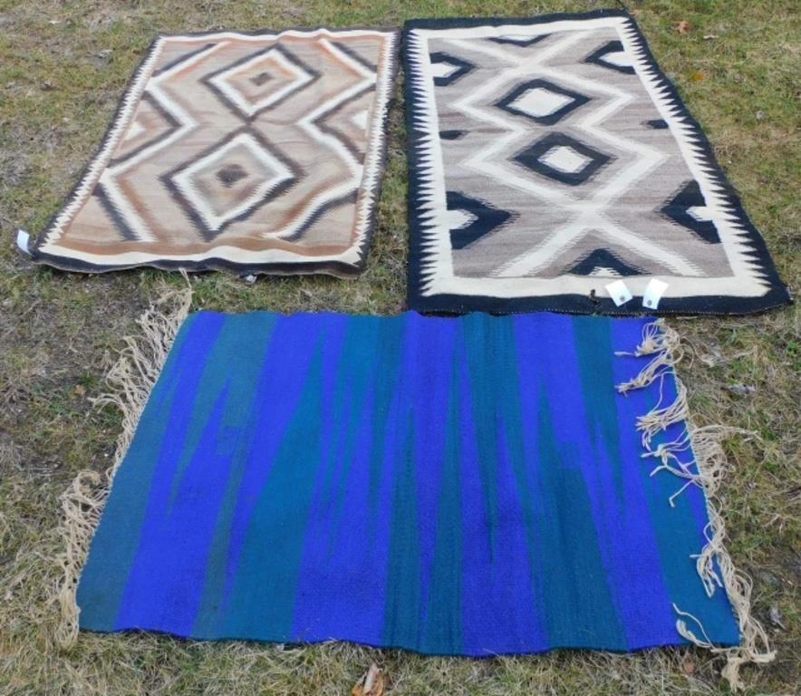 Appraisal: LOT OF THREE SOUTHWEST WEAVINGS TO INCLUDE Navajo rug with